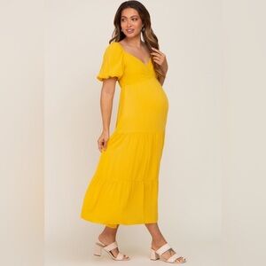 Pinkblush puff sleeve midi dress nwt